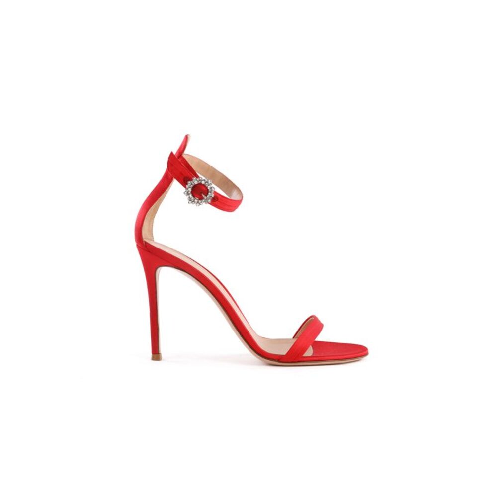 Gianvito Rossi Portofino 100 Crystal-Embellished Red Satin Sandals